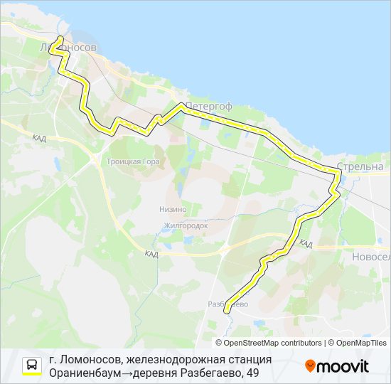 * 653А (ЛОМОНОСОВСКИЙ РАЙОН) Bus Line Map