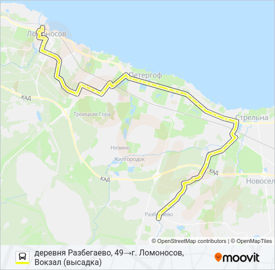 * 653А (ЛОМОНОСОВСКИЙ РАЙОН) Bus Line Map