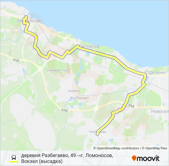 * 653А (ЛОМОНОСОВСКИЙ РАЙОН) Bus Line Map