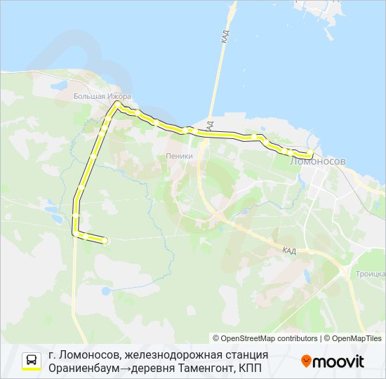 Автобус * 671А (ЛОМОНОСОВСКИЙ РАЙОН): карта маршрута