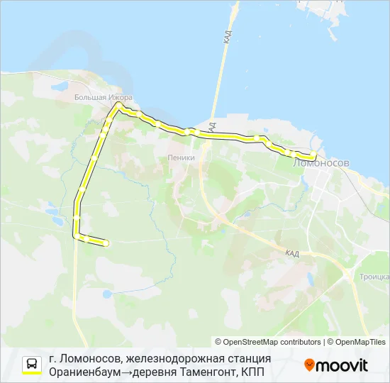 Автобус * 671А (ЛОМОНОСОВСКИЙ РАЙОН): карта маршрута