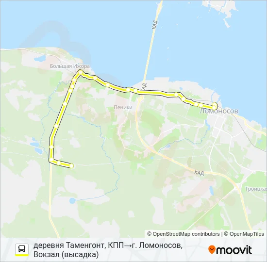 Автобус * 671А (ЛОМОНОСОВСКИЙ РАЙОН): карта маршрута