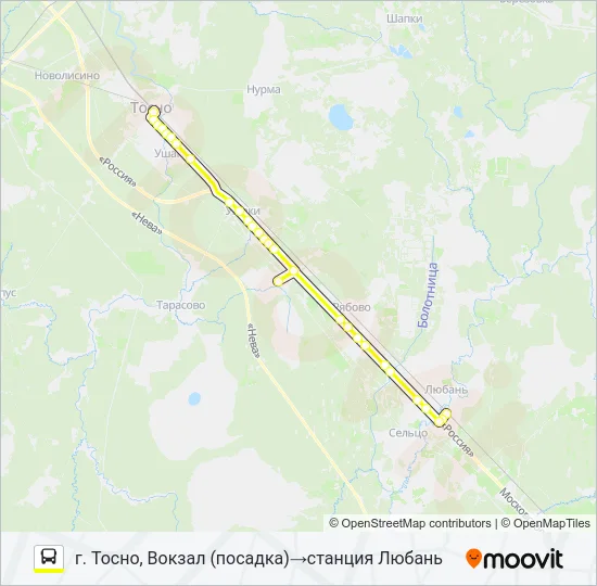 * 320 (ТОСНЕНСКИЙ РАЙОН) Bus Line Map