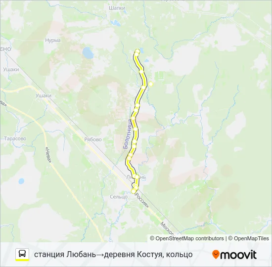 Автобус * 327 (ТОСНЕНСКИЙ РАЙОН): карта маршрута