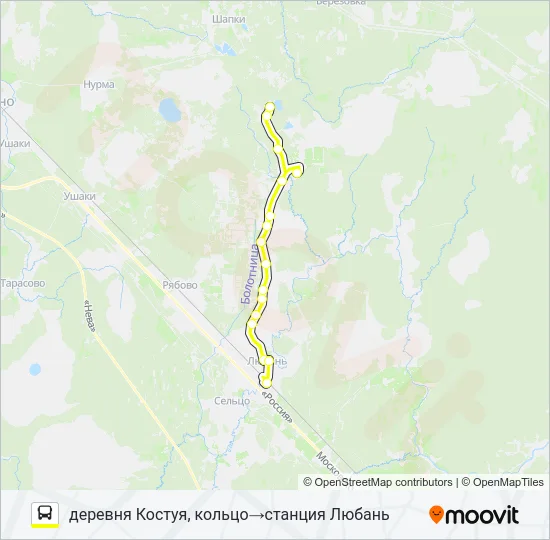 Автобус * 327 (ТОСНЕНСКИЙ РАЙОН): карта маршрута