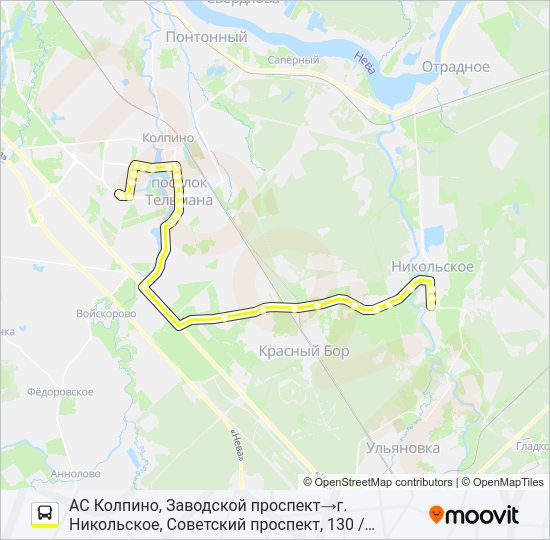 Автобус * 450 (ТОСНЕНСКИЙ РАЙОН): карта маршрута