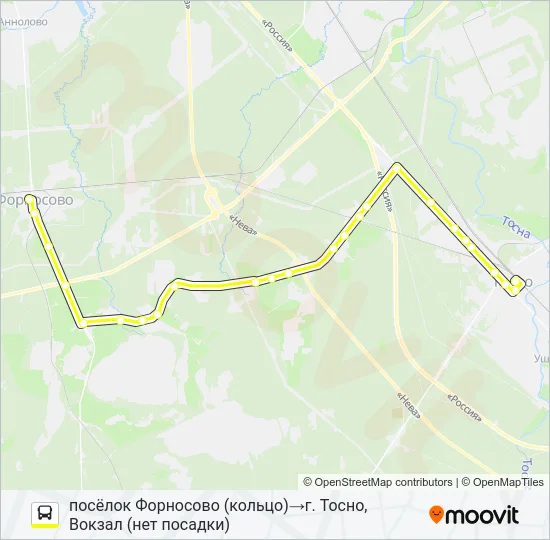 Автобус * 315Б (ТОСНЕНСКИЙ РАЙОН): карта маршрута