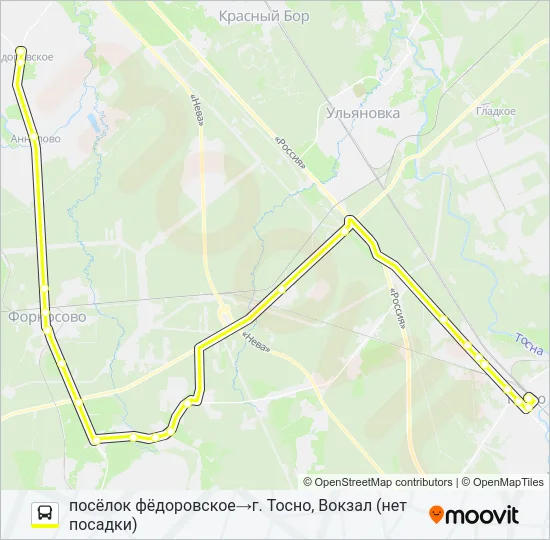 * 318А (ТОСНЕНСКИЙ РАЙОН) Bus Line Map