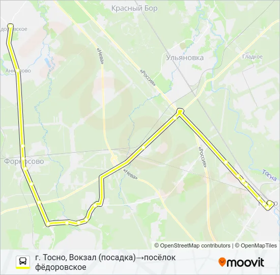 * 318А (ТОСНЕНСКИЙ РАЙОН) Bus Line Map