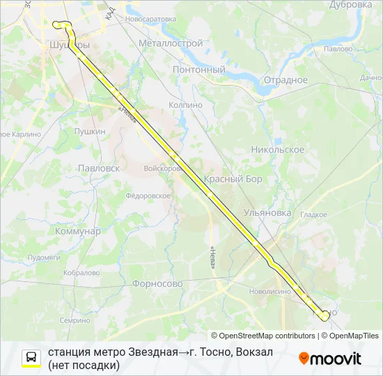 Автобус * 610  (ТОСНЕНСКИЙ РАЙОН): карта маршрута