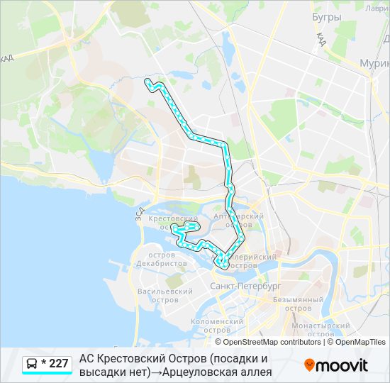Автобус * 227: карта маршрута