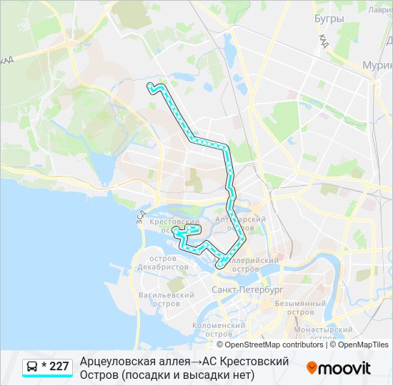 Автобус * 227: карта маршрута