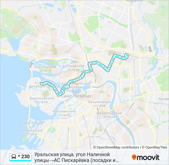 Автобус * 230: карта маршрута