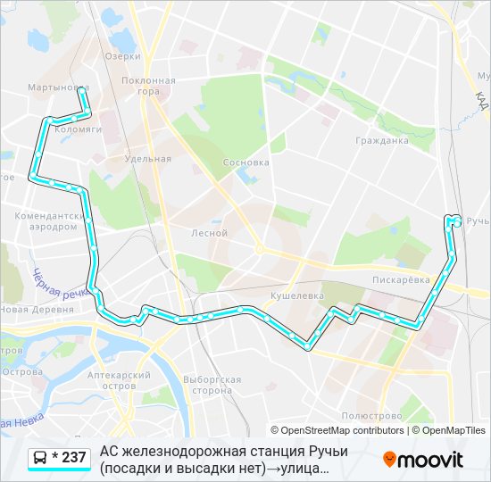 Автобус * 237: карта маршрута