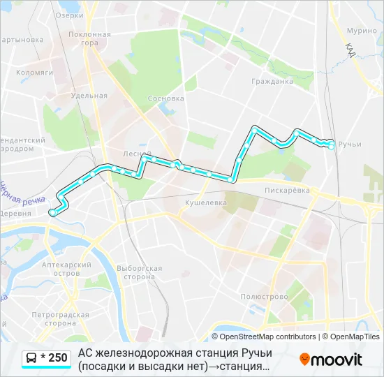 * 250 Bus Line Map