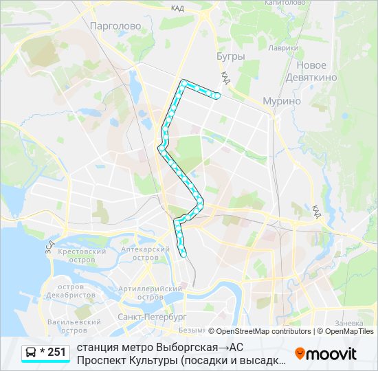 Автобус * 251: карта маршрута