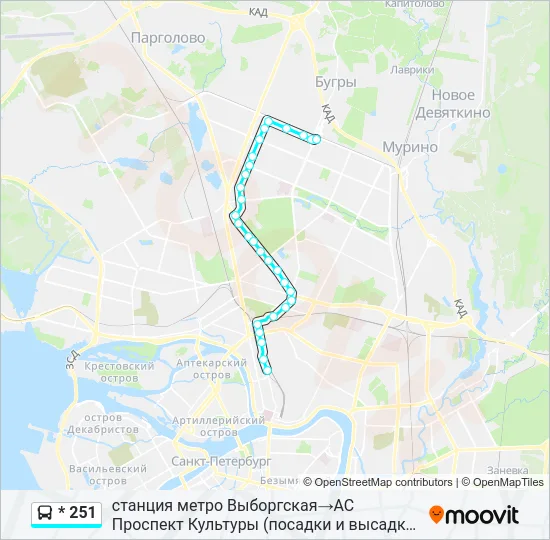 * 251 Bus Line Map