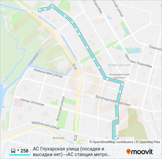 Автобус * 258: карта маршрута
