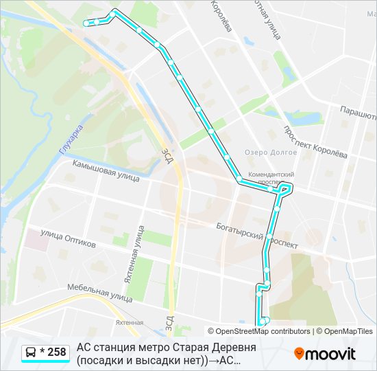 Автобус * 258: карта маршрута
