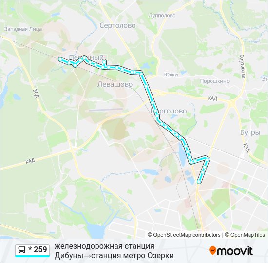 Автобус * 259: карта маршрута