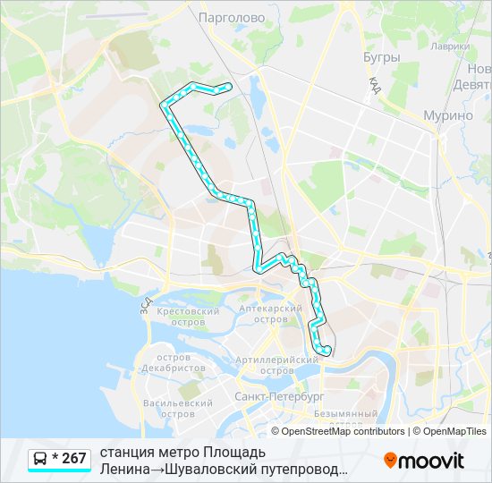 Автобус * 267: карта маршрута