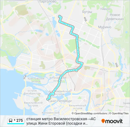 * 275 Bus Line Map