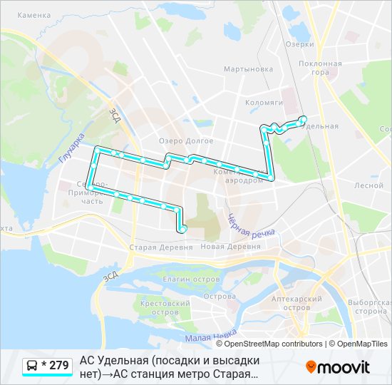 Автобус * 279: карта маршрута