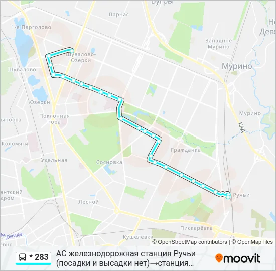 * 283 Bus Line Map