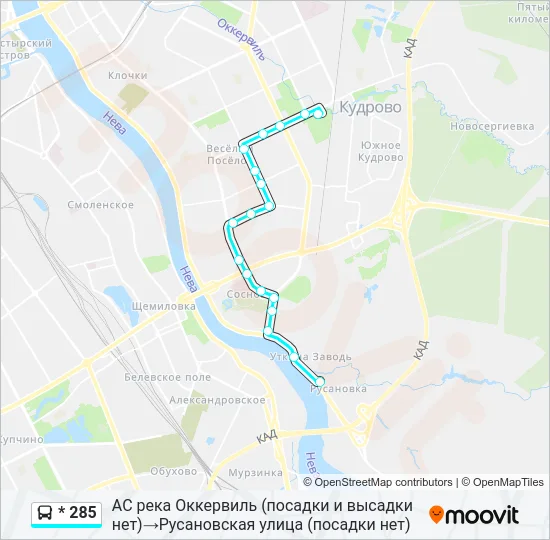 * 285 Bus Line Map