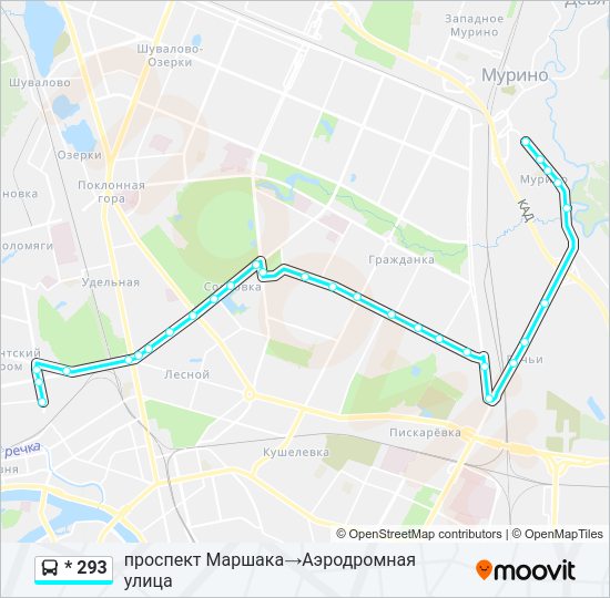 Автобус * 293: карта маршрута