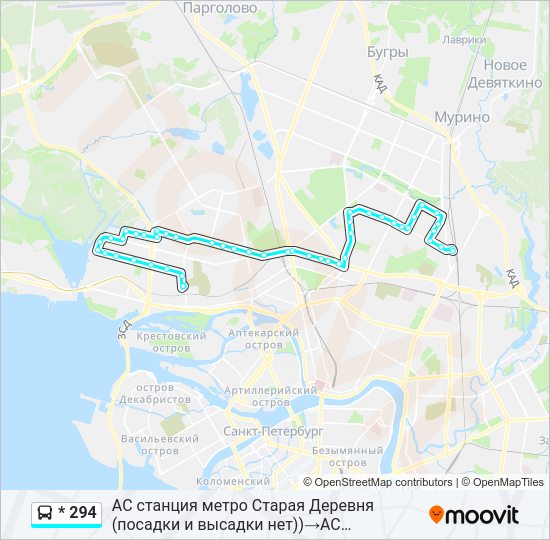 Автобус * 294: карта маршрута