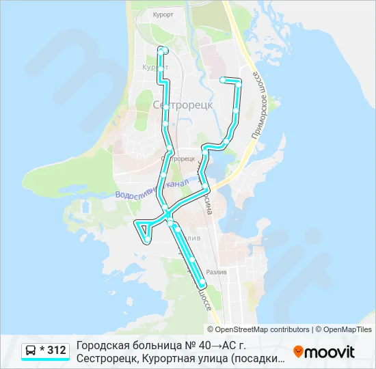 Автобус * 312: карта маршрута
