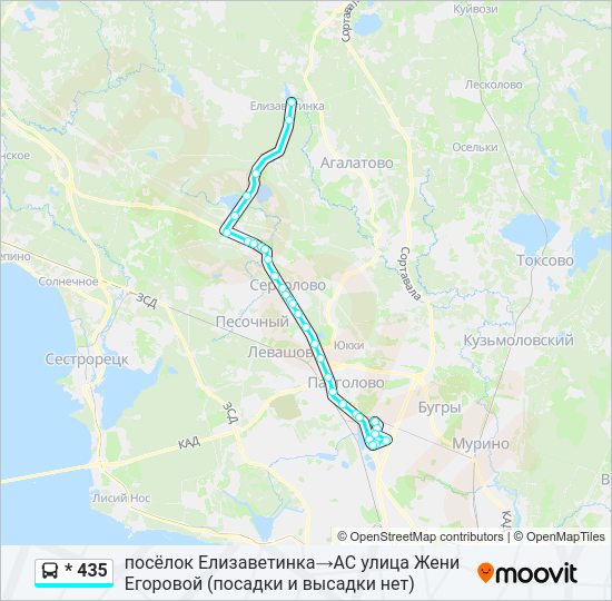 Автобус * 435: карта маршрута