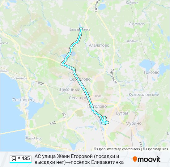 Автобус * 435: карта маршрута