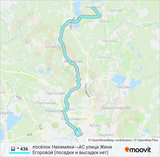 Автобус * 436: карта маршрута