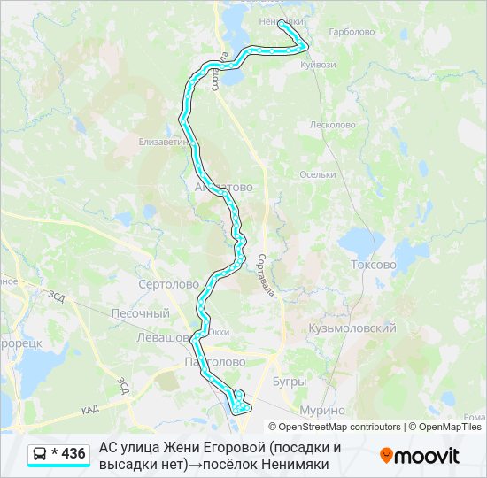 Автобус * 436: карта маршрута