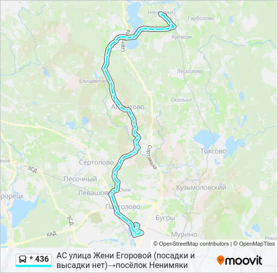 Автобус * 436: карта маршрута
