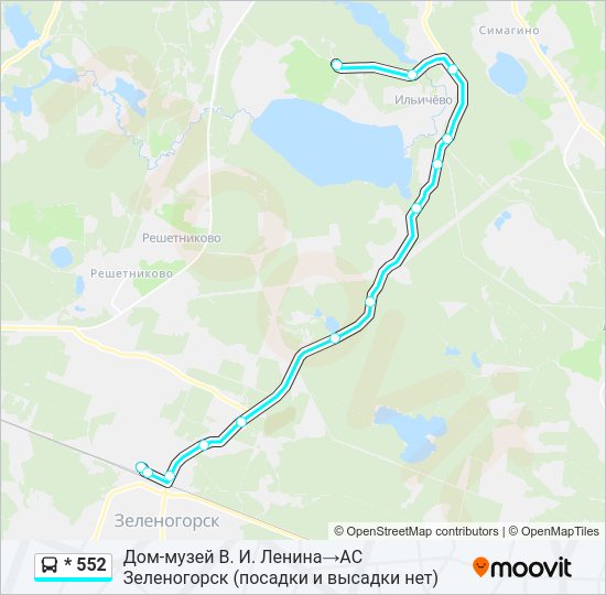Автобус * 552: карта маршрута