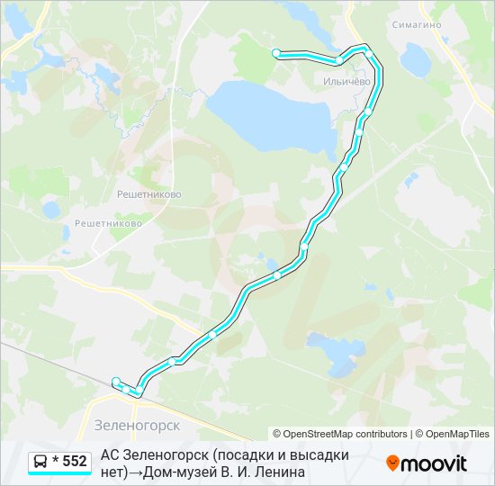 Автобус * 552: карта маршрута