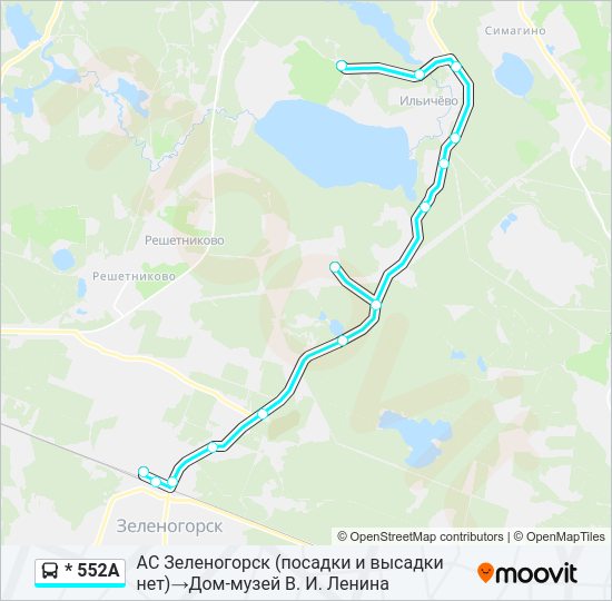 Автобус * 552А: карта маршрута