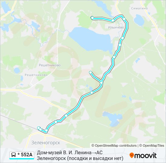 Автобус * 552А: карта маршрута