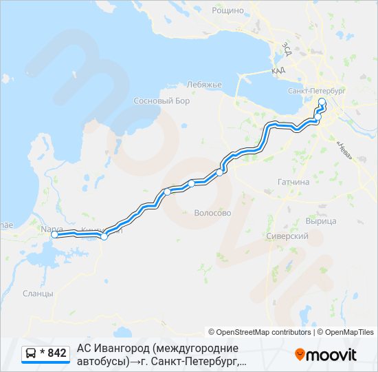 Автобус * 842: карта маршрута