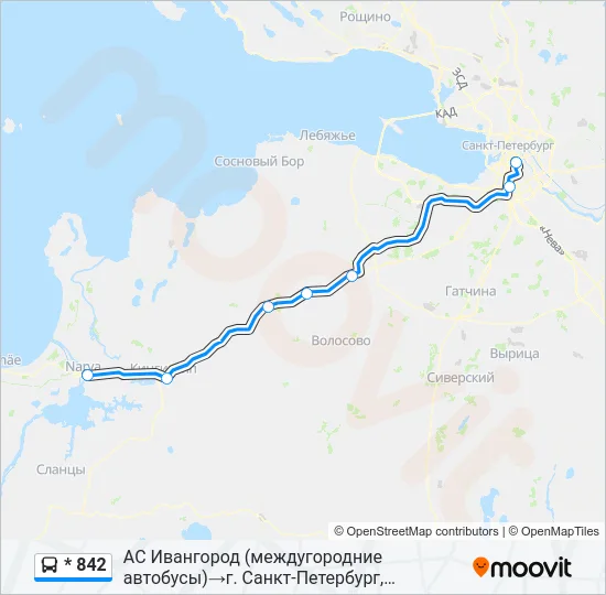 Автобус * 842: карта маршрута
