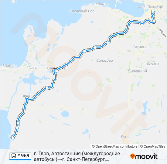 Автобус * 969: карта маршрута