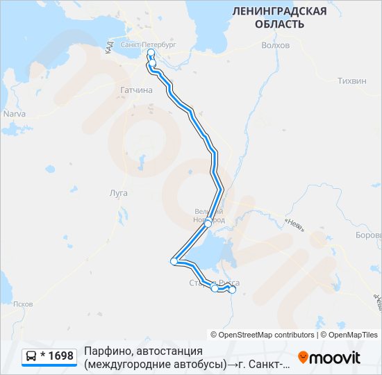 Автобус * 1698: карта маршрута