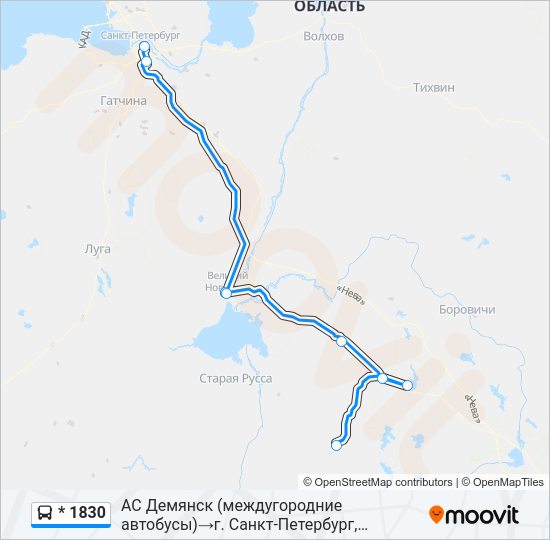 Автобус * 1830: карта маршрута