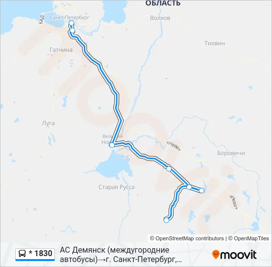 * 1830 Bus Line Map