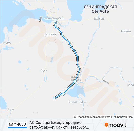 Автобус * 4650: карта маршрута