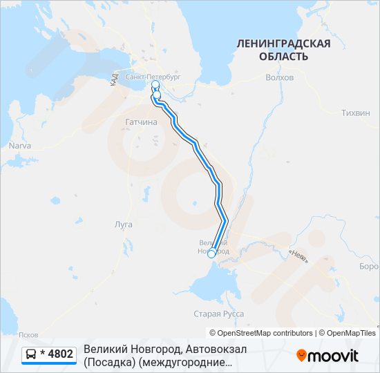 Автобус * 4802: карта маршрута