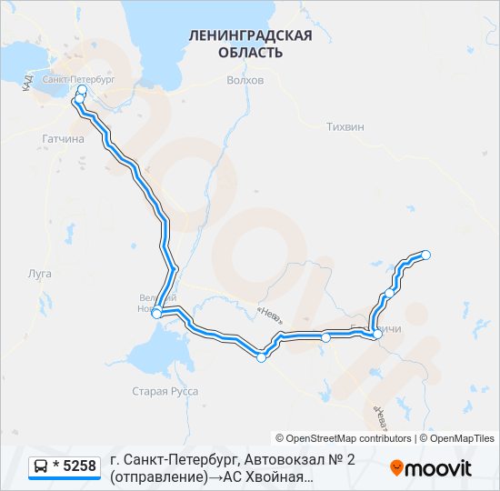 Автобус * 5258: карта маршрута